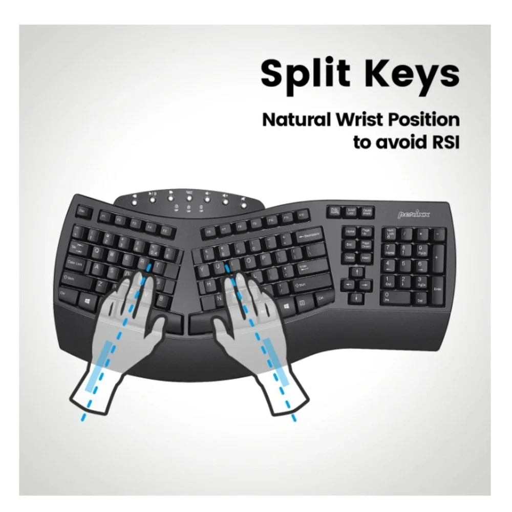 Perixx‎ Wireless Ergonomic Keyboard – PERIBOARD-612B – Dual Bluetooth & 2.4G
